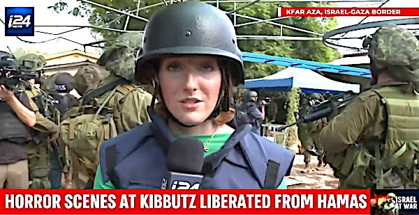 Reporter Nicole Zedek at an Israeli kibbutz where 'depravity' of Hamas left babies beheaded (Video screenshot)